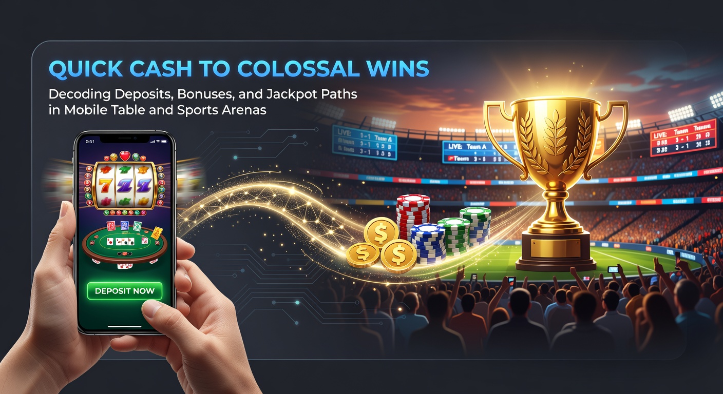 Smartphone mit mobilen Tischspielen und Sportwetten-Apps, die Einzahlungen und Jackpot-Symbole zeigen