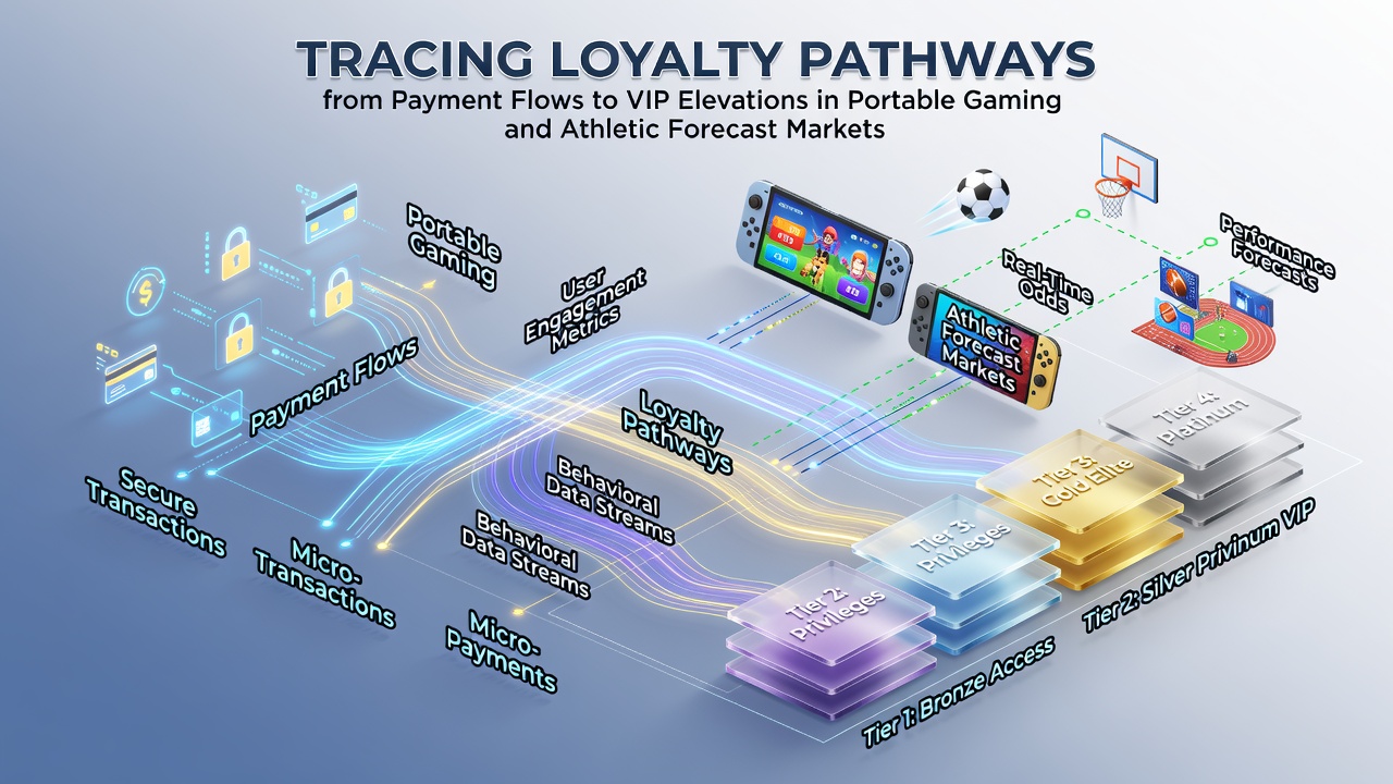 Mobile gaming interface showing payment flows and loyalty tracking on portable devices